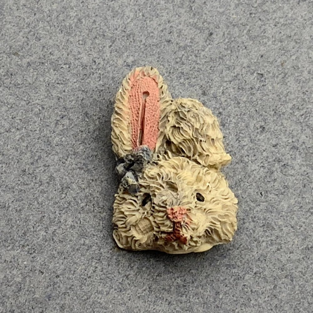 Gray Bunny Rabbit Pin Brooch Head Pink Grey Resin